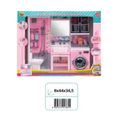 Ayna, Tuvalet ve Çamaşır Makinesi Banyo Seti - Modern Banyo Seti - Banyo Oyuncak Seti - Klozet, Tuvalet, Aynalı Lavabo, - 2