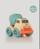 Lüx Bej Sesli Ve Işıklı Minik Mikser - Plastik Mikser - Kırılmaz Oyuncak - Kırılmaz Çimento Mikser - Çimento Arabası thumbnail 6