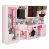 Ütü, Ayna, Tuvalet ve Çamaşır Makinesi Banyo Seti - Modern Banyo Seti - Banyo Oyuncak Seti - Ütü, Klozet, Tuvalet, Aynal - 4