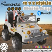 Kumandalı Çift Kişilik Mega Akülü Araba Gri - 12 Volt İki Kişilik Akülü Araba Akülü JEEP - Mega Off Road Turbo Jeep thumbnail 1