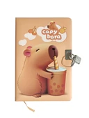 Capybara Hatıra Defteri (Günlük) Kilitli Defter 80 yaprak - Bubble tea - 1