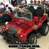 Çift Kişilik Mega Akülü Araba Siyah - 12 Volt İki Kişilik Akülü Araba Akülü JEEP - Mega Off Road Turbo Jeep thumbnail 5