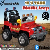 Kumandalı Mega Akülü Araba Kırmızı - Kumandalı 12 Volt Tek Kişilik Akülü Araba Akülü JEEP - Mega Off Road Turbo Jeep - 1