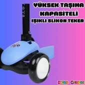 Lupa Katlanabilir Işıklı 3 Tekerlekli Mavi Scooter - Işıklı Scooter - Slikon Teker Scooter - Çocuk Scooter - İttir Git - 2