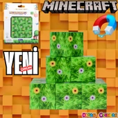 Minecraft Çiçekli Çim Desenli Blok Manyetik Lego Minecraft Manyetik Lego Minecraft Lego Megacraft Lego Seti Megnetic Blo - 1