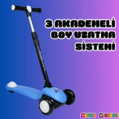Lupa Katlanabilir Işıklı 3 Tekerlekli Mavi Scooter - Işıklı Scooter - Slikon Teker Scooter - Çocuk Scooter - İttir Git - 3