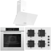 Ferre FlowArt QBL62CB - SS206 - D087 7 Prog. Mekanik Turbo Ankastre Set - Beyaz - 1