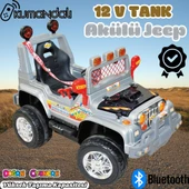 Kumandalı Mega Akülü Araba Gri - Kumandalı 12 Volt Tek Kişilik Akülü Araba Akülü JEEP - Mega Off Road Turbo Jeep thumbnail 1