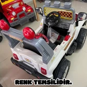 Işıklı Mega Akülü Araba Mavi - 12 Volt Tek Kişilik Akülü Araba Akülü JEEP - Mega Off Road Turbo Jeep thumbnail 4