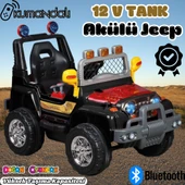 Kumandalı Mega Akülü Araba Siyah - Kumandalı 12 Volt Tek Kişilik Akülü Araba Akülü JEEP - Mega Off Road Turbo Jeep thumbnail 1