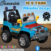 Kumandalı Mega Akülü Araba Mavi - Kumandalı 12 Volt Tek Kişilik Akülü Araba Akülü JEEP - Mega Off Road Turbo Jeep thumbnail 1