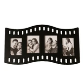 Duvar Fotoğraf Çerçevesi Film Rulo Desenli Fotoğraf Çerçeve Ahşap 4 Fotoğraf Kapasiteli Pano Siyah - 2