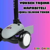 Lupa Katlanabilir Işıklı 3 Tekerlekli Gri Scooter - Işıklı Scooter - Slikon Teker Scooter - Çocuk Scooter - İttir Git - 2