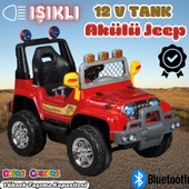 Işıklı Mega Akülü Araba Kırmızı - 12 Volt Tek Kişilik Akülü Araba Akülü JEEP - Mega Off Road Turbo Jeep thumbnail 1