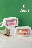 Porsima 3140-1 2li Şeffaf - Beyaz Seyahat ve Makyaj Çantası Su Geçirmez Organizer Washbag 21x13cm thumbnail 1