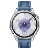 Sneezy Huawei Watch GT6 46mm ile Uyumlu Metal Tokalı Dikiş Detaylı Şık Dokuma Silikon Kordon  Mavi thumbnail 3