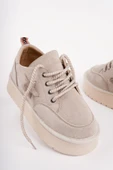 Muggo KOZMOS Kalın Taban Bağcıklı Yıldız Detaylı Kadın Kışlık Sneaker Spor Ayakkabı - 1
