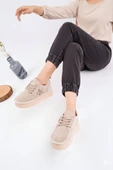 Muggo KOZMOS Kalın Taban Bağcıklı Yıldız Detaylı Kadın Kışlık Sneaker Spor Ayakkabı - 5