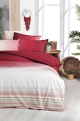 Lindi Kırmızı Çift Kişilik %100 Pamuk Fancy Poplin Nevresim Takımı - 4