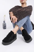 Muggo KOZMOS Kalın Taban Bağcıklı Yıldız Detaylı Kadın Kışlık Sneaker Spor Ayakkabı - 12