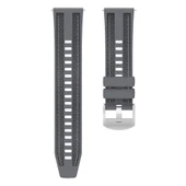 Sneezy Huawei Watch GT6 46mm ile Uyumlu Metal Tokalı Dikiş Detaylı Şık Dokuma Silikon Kordon  Gri - 4