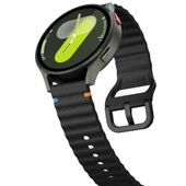 Huawei Watch GT6 46mm İle Uyumlu Dalga Desenli Tokalı Yumusaş Soft Silikon Kordon  Siyah - 4