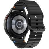 Huawei Watch GT6 46mm İle Uyumlu Dalga Desenli Tokalı Yumusaş Soft Silikon Kordon  Siyah - 2