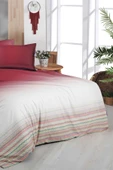 Lindi Kırmızı Çift Kişilik %100 Pamuk Fancy Poplin Nevresim Takımı - 2