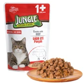 Jungle Pouch Dana Eti Parçalı Soslu Yetişkin Kedi Konservesi 100 gr thumbnail 1