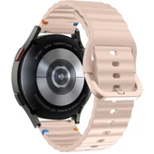 Huawei Watch GT6 46mm İle Uyumlu Dalga Desenli Tokalı Yumusaş Soft Silikon Kordon Pudra - 2