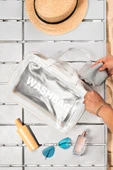 Porsima 3142-1 2li Şeffaf - Beyaz Seyahat ve Makyaj Çantası Su Geçirmez Organizer Washbag 20x30cm thumbnail 2