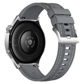 Sneezy Huawei Watch GT6 46mm ile Uyumlu Metal Tokalı Dikiş Detaylı Şık Dokuma Silikon Kordon  Gri - 2