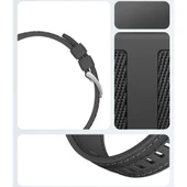 Sneezy Huawei Watch GT6 46mm ile Uyumlu Metal Tokalı Dikiş Detaylı Şık Dokuma Silikon Kordon  Siyah thumbnail 10