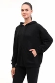 Lumberjack Carla-h Ginsen Kapsonlu Fermuarli Kadin Sweat - Siyah thumbnail 1