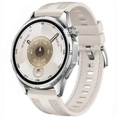 Sneezy Huawei Watch GT6 46mm ile Uyumlu Metal Tokalı Dikiş Detaylı Şık Dokuma Silikon Kordon  Starlight thumbnail 1