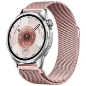 Huawei Watch GT6 46mm Uyumlu Manyetik Milanese Loop Metal Kordon   Pembe - 1