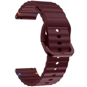 Huawei Watch GT6 46mm İle Uyumlu Dalga Desenli Tokalı Yumusaş Soft Silikon Kordon Mürdüm - 3