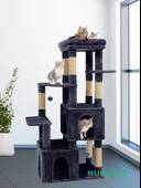 Çok Katlı Ponponlu Tırmalamalı Teraslı Lüx Kedi Oyun Evi Nursoft-0108 thumbnail 1