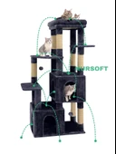 Çok Katlı Ponponlu Tırmalamalı Teraslı Lüx Kedi Oyun Evi Nursoft-0108 thumbnail 3