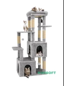 Çok Katlı Ponponlu Tırmalamalı Teraslı Lüx Kedi Oyun Evi Nursoft-0108 thumbnail 2