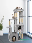 Çok Katlı Ponponlu Tırmalamalı Teraslı Lüx Kedi Oyun Evi Nursoft-0108 thumbnail 1