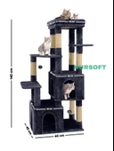 Çok Katlı Ponponlu Tırmalamalı Teraslı Lüx Kedi Oyun Evi Nursoft-0108 thumbnail 4