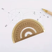 Altın Pirinç 180 Derece Yarım Daire Açı Ölçüm Aracı, Hassas Geometrik Cetvel thumbnail 2