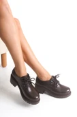 K-707 Kahve Kırışık Rugan Yüksek Tabanlı Bağcıklı  Loafer Ayakkabı thumbnail 10