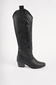 Muggo RODEO Dikiş Detaylı Kalın Topuklu Kovboy Kadın Çizme - 9