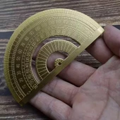 Altın Pirinç 180 Derece Yarım Daire Açı Ölçüm Aracı, Hassas Geometrik Cetvel thumbnail 4