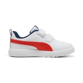Puma Courtflex V3 V PS-White-Fierce Red-Blue Çocuk Ayakkabı-Beyaz thumbnail 4