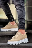 KB-056 Kuback Bej Süet Beyaz Yüksek Taban Günlük Spor Ayakkabı thumbnail 2