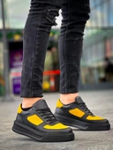 KB-X8 Kuback Siyah Sarı Cilt Yüksek Taban Günlük Spor Ayakkabı thumbnail 8
