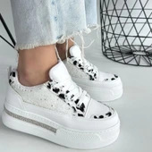 Lawin Beyaz Cilt Beyaz Simli Bağcıklı Spor Ayakkabı thumbnail 4